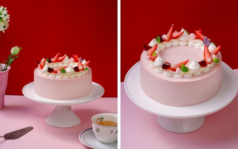 Bánh Tropical Vibes Mousse Ổi hồng &amp; Chanh dây với trái cây nhiệt đới