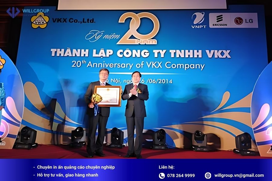 banner sinh nhật công ty VKX với logo và thông điệp kỷ niệm