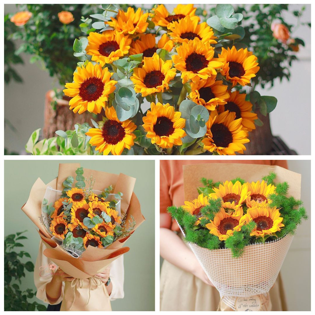 Bó hoa hướng dương vàng rực rỡ, mang đến niềm vui và hy vọng trong ngày sinh nhật