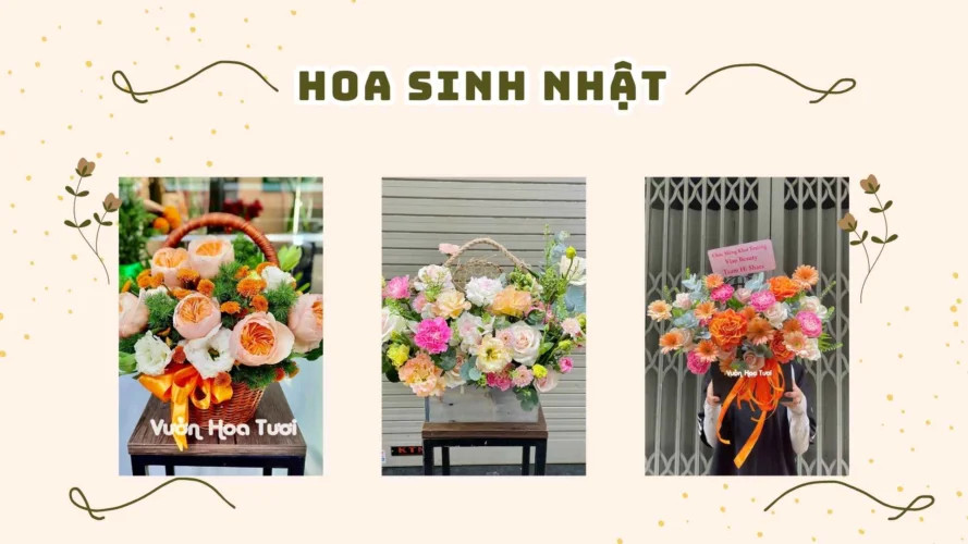 bó hoa sinh nhật thanh lịch với hoa hồng và hoa baby