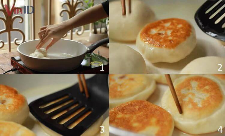 Các bước chiên bánh pancake nhân đường nâu đặc trưng