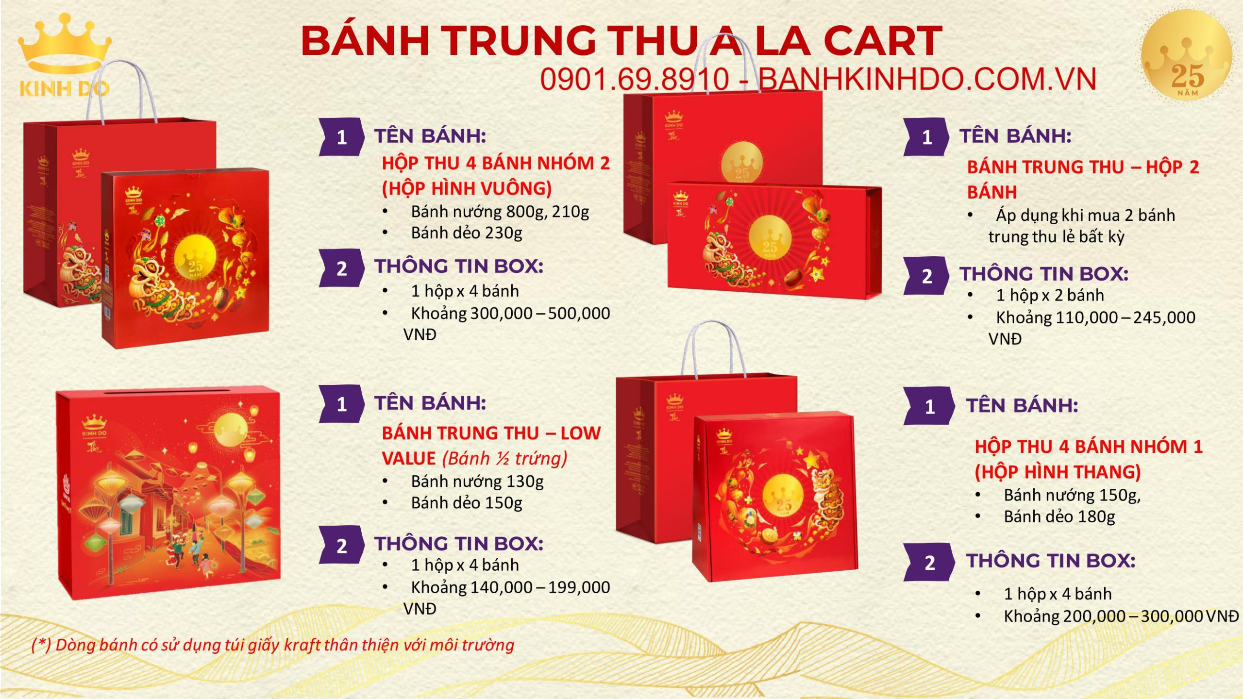 Các loại bánh trung thu Kinh Đô truyền thống với nhân đa dạng