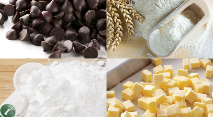 Các nguyên liệu cơ bản để làm bánh cookie chocolate chip