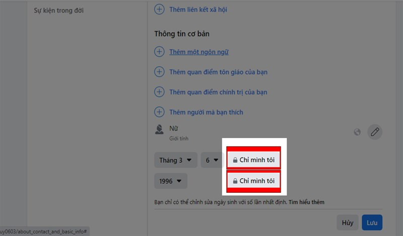 Cài đặt ẩn ngày sinh trên Facebook từ máy tính