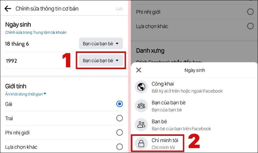 Cập nhật quyền riêng tư năm sinh sang Chỉ mình tôi để ẩn sinh nhật trên Facebook