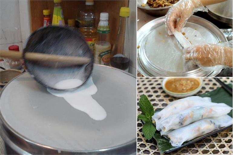 Chuẩn bị đầy đủ nguyên liệu và dụng cụ làm bánh cuốn nóng hổi.