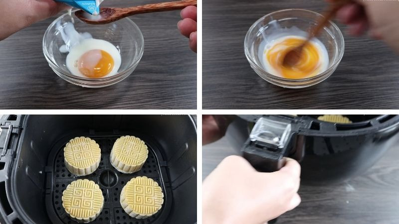Chuẩn bị hỗn hợp trứng sữa quét mặt bánh nướng
