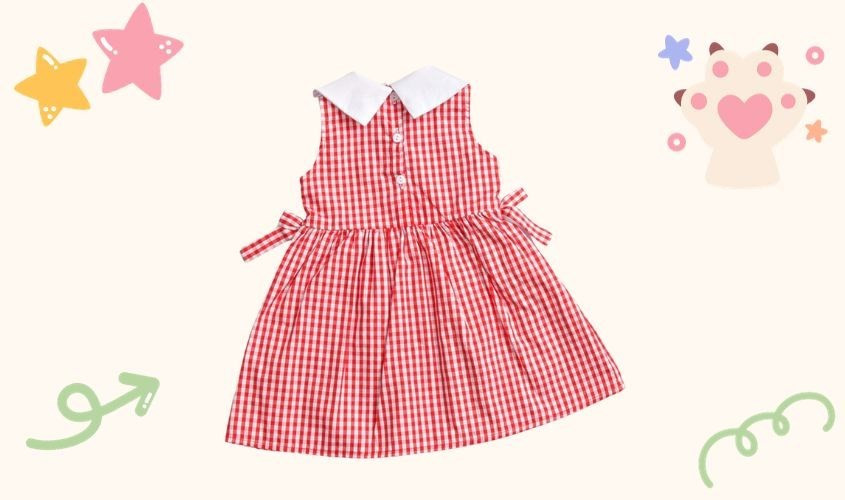 Đầm bé gái Haki HK519 màu đỏ - trắng, một lựa chọn quà sinh nhật cho bé gái 9 tuổi