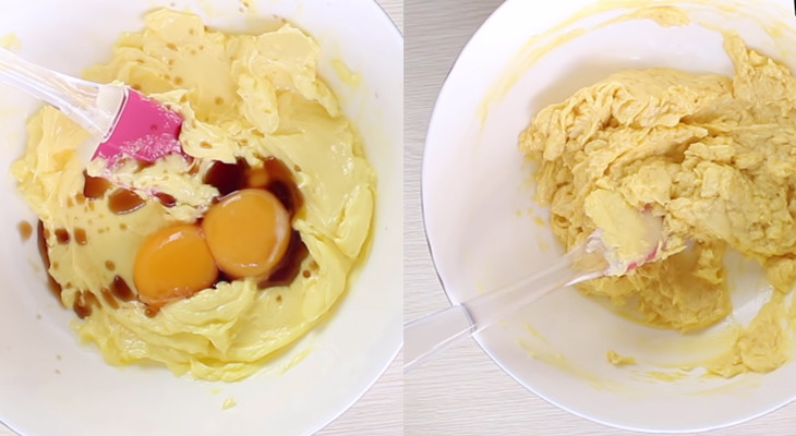 Đánh bơ với lòng đỏ trứng gà để làm bột bánh cookie