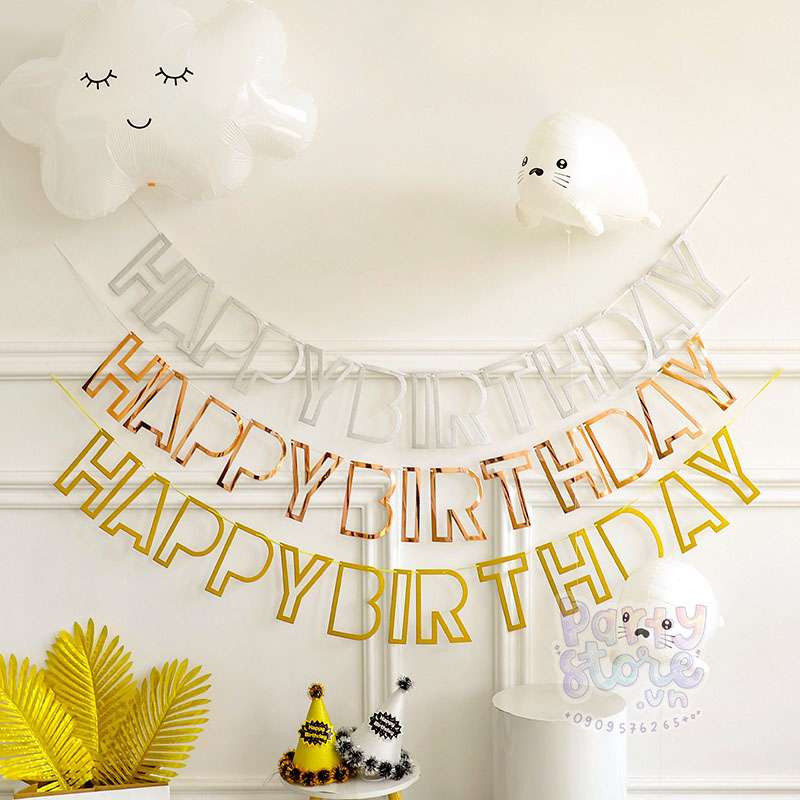 Dây chữ Happy Birthday và phụ kiện trang trí sinh nhật