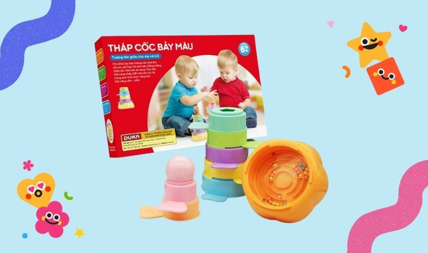 Đồ chơi tháp cốc bảy màu Duka DK580014