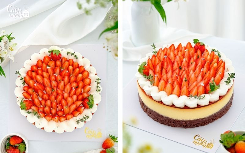 Flan Gato Dâu - bánh sinh nhật hiện đại đẹp, ngon với vị dâu tây tươi