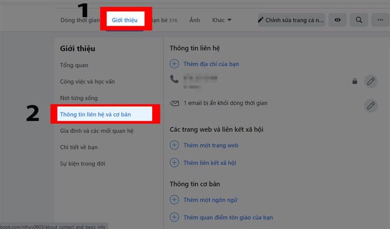 Giao diện máy tính để bàn hiển thị các tùy chọn thay đổi ngày sinh Facebook