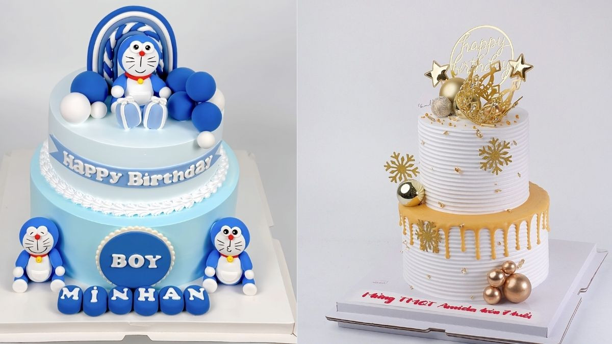 Hình ảnh bánh sinh nhật đẹp, 2 tầng hoành tráng và lộng lẫy