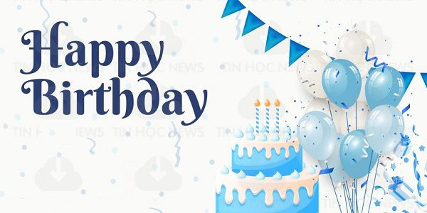 Hình ảnh trang trí sinh nhật vector với chữ "Happy Birthday" và các yếu tố lễ hội