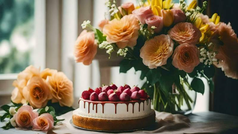 Hình nền bánh sinh nhật lãng mạn