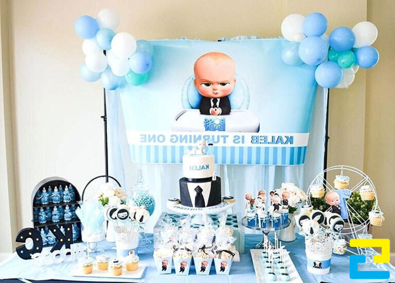 Mẫu backdrop sinh nhật cho bé trai theo phong cách hoạt hình ngộ nghĩnh