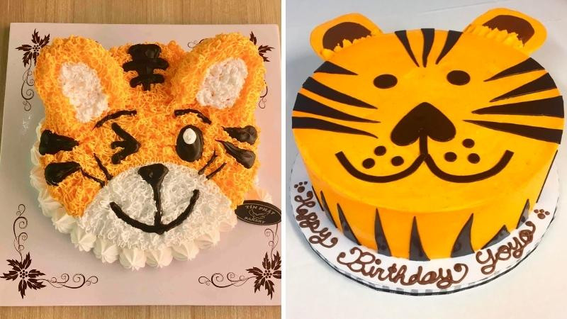 Mẫu bánh sinh nhật con hổ cute 3D với tạo hình đáng yêu, sinh động