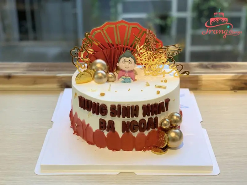 Mẫu bánh sinh nhật đẹp cho bố mẹ với chủ đề trường thọ, phúc lộc