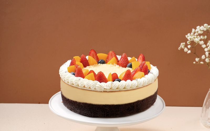 mẫu bánh sinh nhật flan gato trái cây đẹp mắt