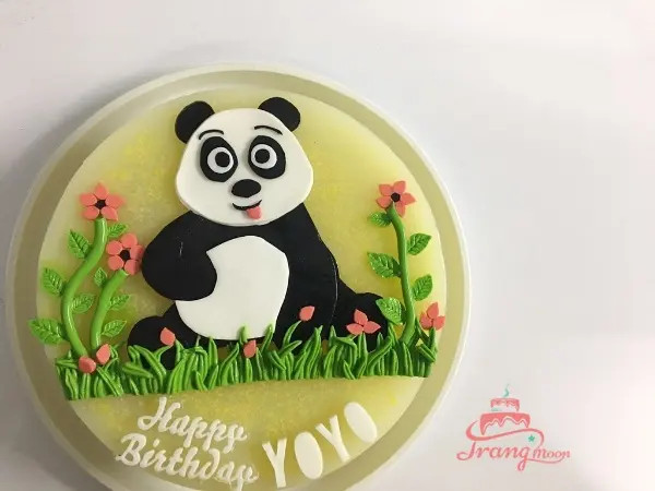 Mẫu bánh sinh nhật hình gấu trúc đẹp làm từ rau câu với các chi tiết tinh xảo