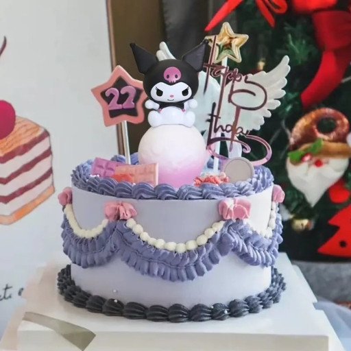 Mẫu bánh sinh nhật Kuromi cute trang trí đơn giản, tinh tế