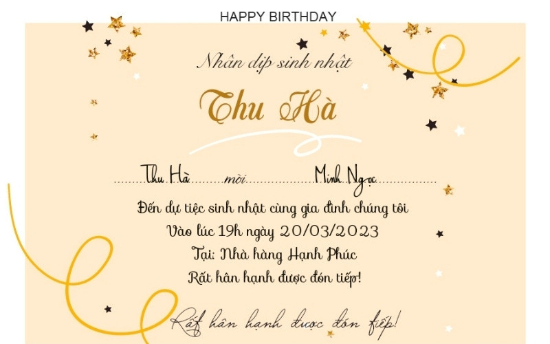Mẫu thiệp mời sinh nhật sang trọng tông màu trầm ấm, phù hợp cho người lớn