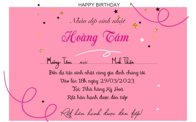 Mẫu thiệp mời sinh nhật sang trọng với màu xanh và viền vàng tinh xảo