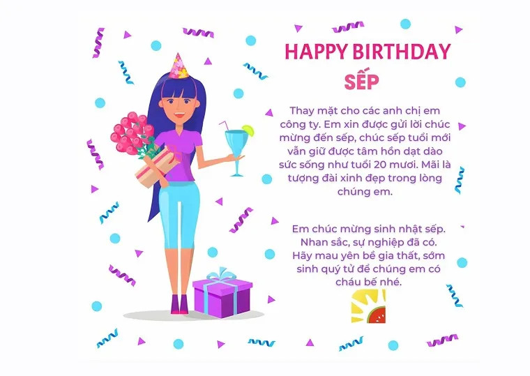 Mẫu thiết kế thiệp mừng sinh nhật sếp nữ đẹp và chuyên nghiệp