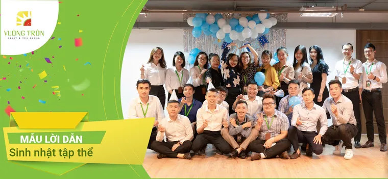 MC đang giới thiệu phần mở đầu chương trình sinh nhật tập thể