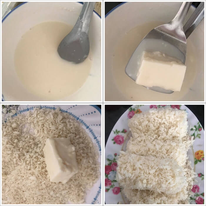 Miếng bánh sữa tươi đã chiên xù, gợi ý cách làm bánh đơn giản từ bột bắp
