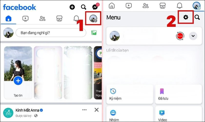 Mở ứng dụng Facebook, vào cài đặt để tắt thông báo sinh nhật của bạn bè