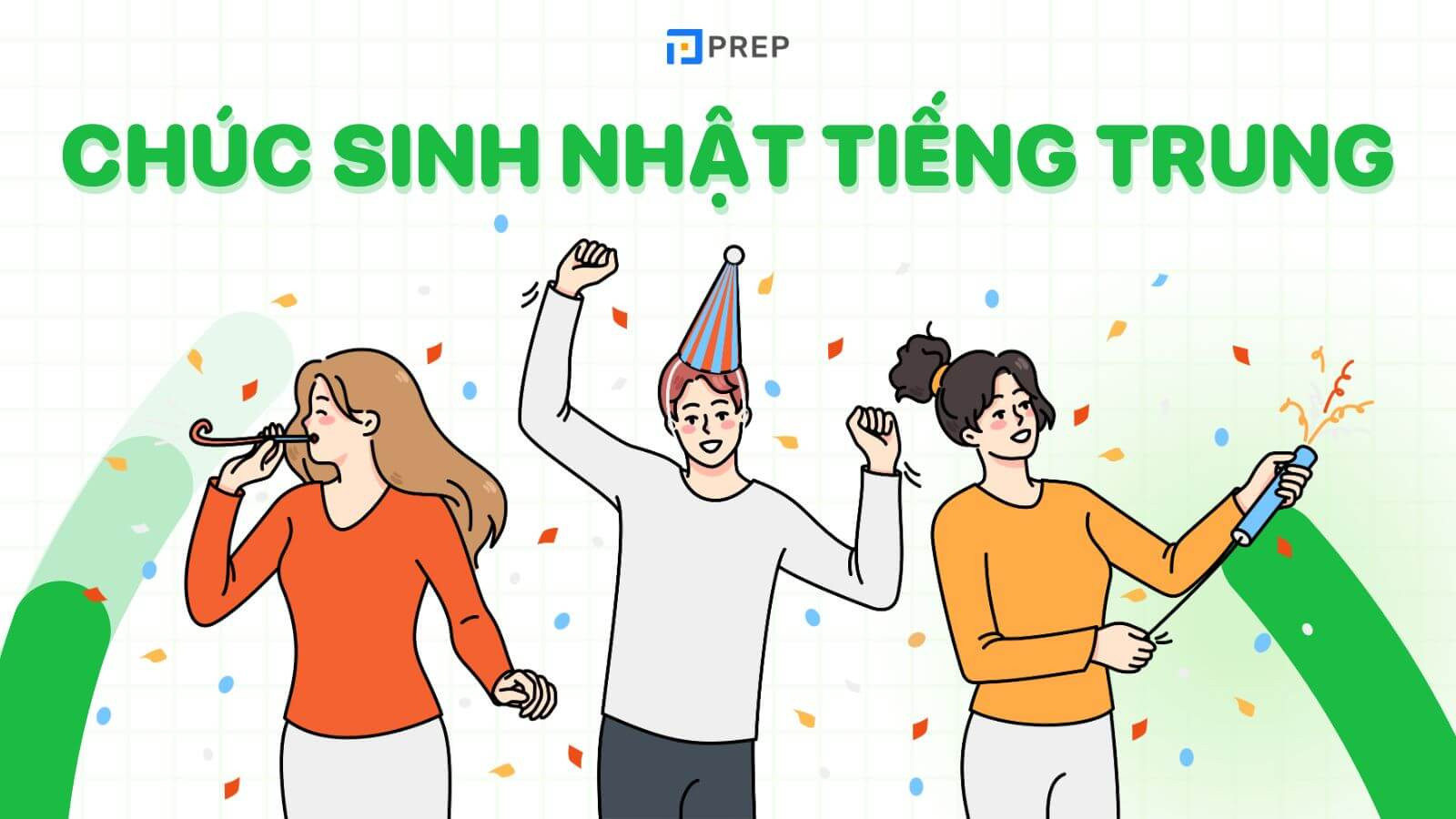 Một chiếc bánh kem trang trí đẹp mắt với nến và dòng chữ "Chúc mừng sinh nhật" bằng tiếng Trung.