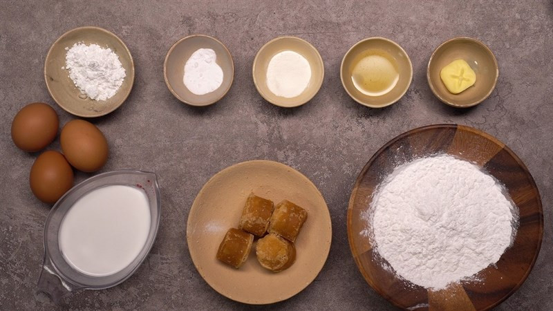 Nguyên liệu cho món bánh bò thốt nốt nướng