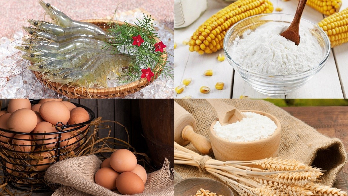 Nguyên liệu làm bánh tôm chiên bột mì tươi ngon