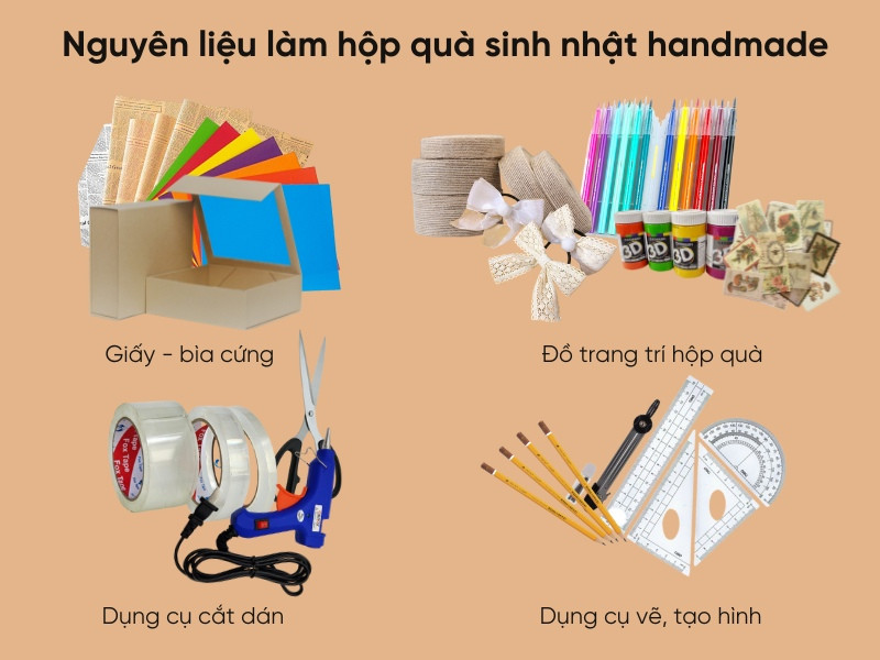Nguyên vật liệu cơ bản để làm quà sinh nhật bằng giấy A4 tại nhà