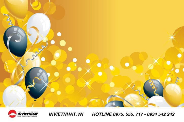Phông nền ghép ảnh sinh nhật màu vàng kim với confetti
