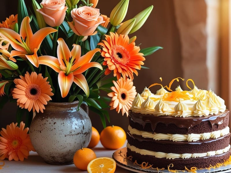 Tải ảnh sinh nhật đẹp nhất với bó hoa hồng vàng và bánh kem tặng bạn thân năng động