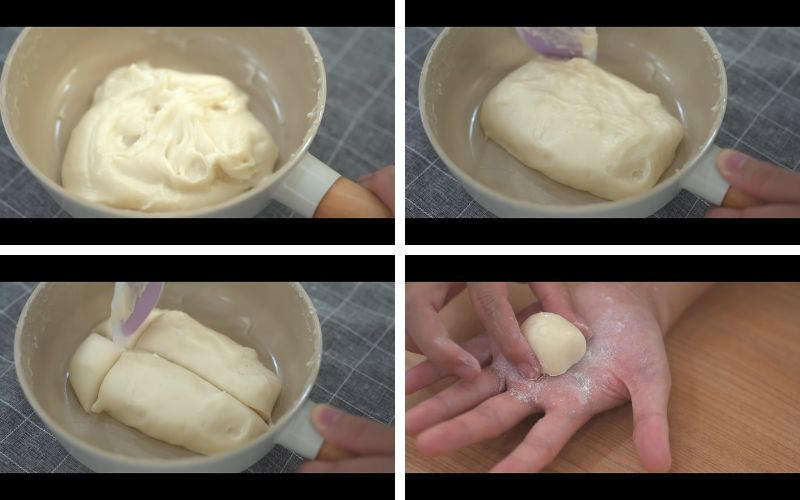 Tạo hình những viên bánh mochi không nhân tròn trịa