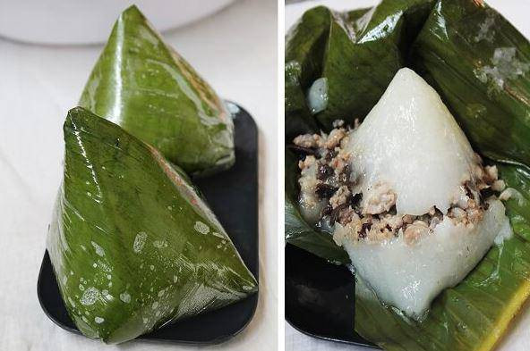 Thành phẩm bánh giò sau khi hấp, vỏ bánh trong và nhân thơm ngon