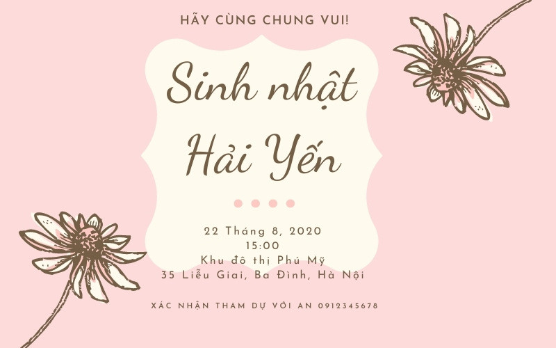 Thiệp mời sinh nhật sang trọng với họa tiết chìm, giấy mỹ thuật cao cấp