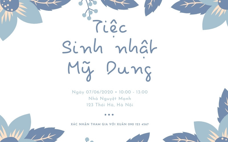 Thiệp mời sinh nhật sang trọng với tông màu hồng đất dịu dàng, họa tiết lá