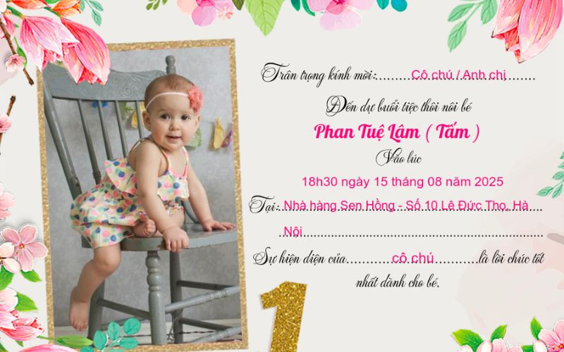 Thiệp sinh nhật cho bé gái hình lâu đài công chúa mộng mơ