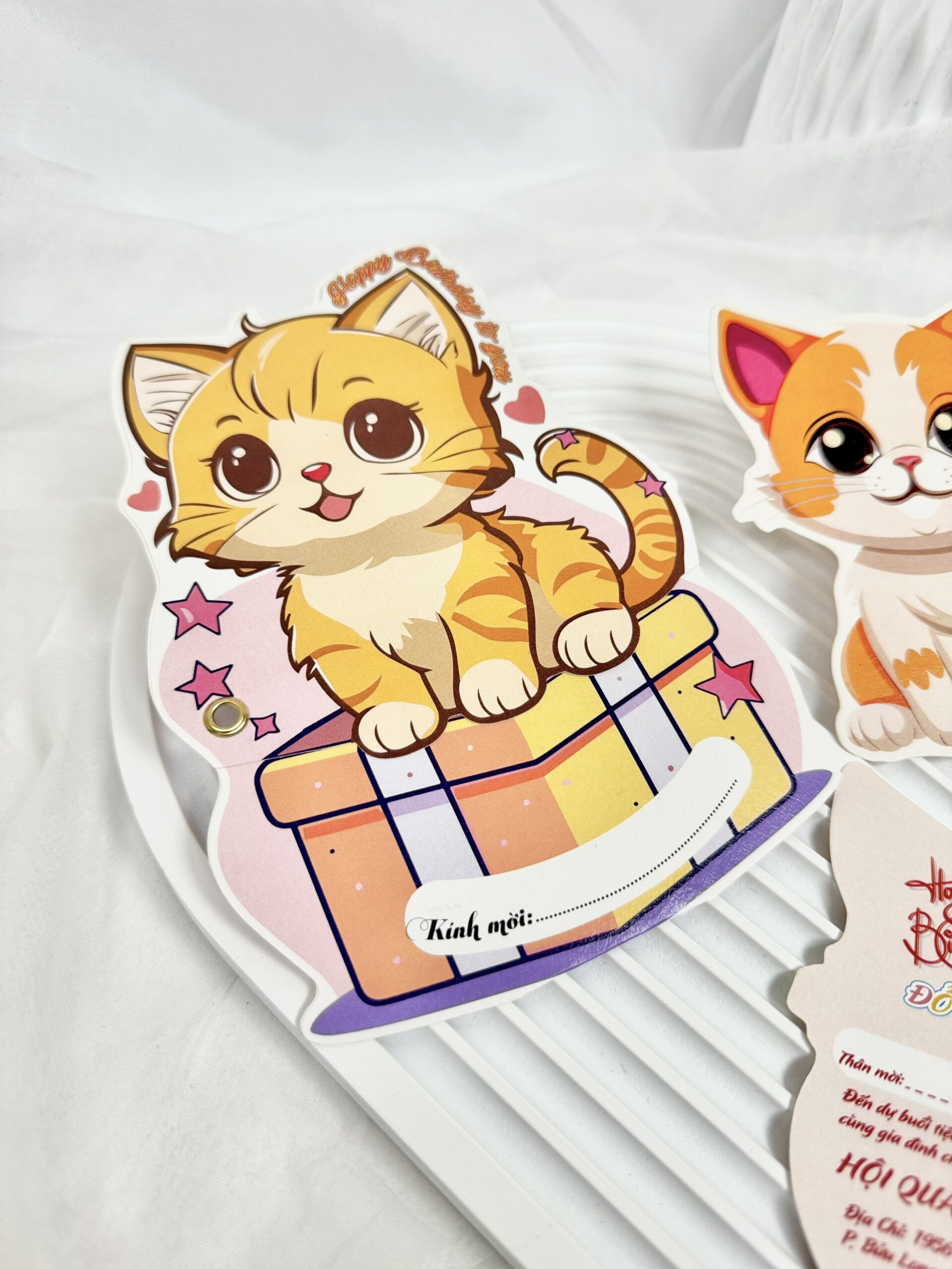 Thiệp sinh nhật cute màu hồng cho bé gái