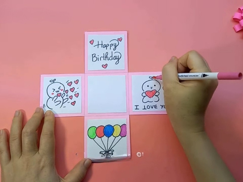 Trang trí bên trong hộp quà sinh nhật bằng giấy A4