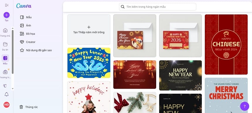 Tạo thiệp chúc mừng năm mới online dễ dàng hơn tại Canva