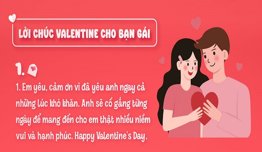 Lời chúc Valentine cho bạn gái mới quen
