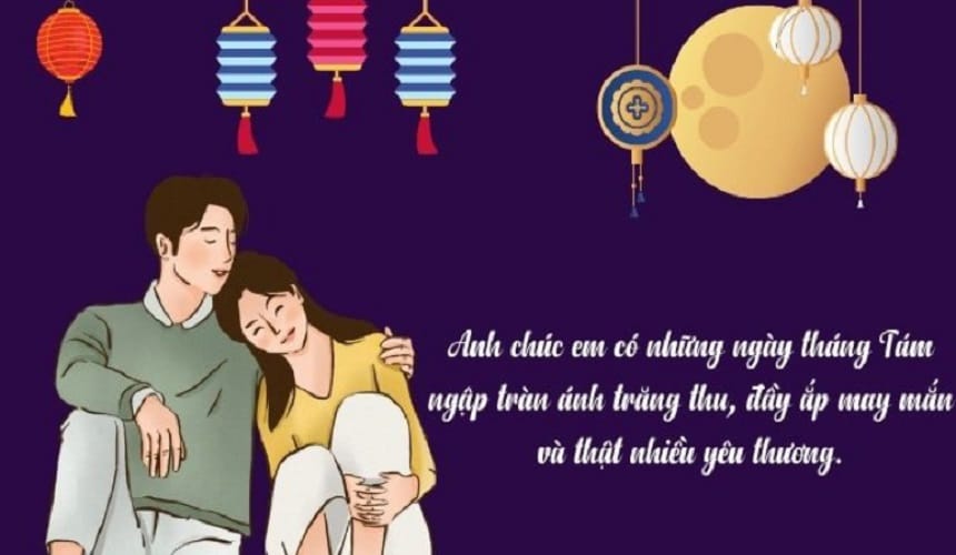 Chúc trung thu người yêu ngọt ngào, say đắm