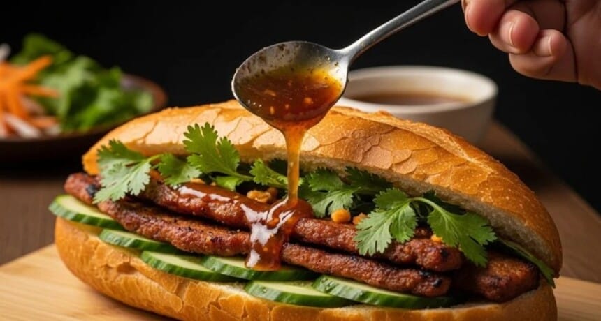 Thành phẩm sốt ăn kèm bánh mì thịt nướng thơm ngon có độ đặc sánh nhẹ