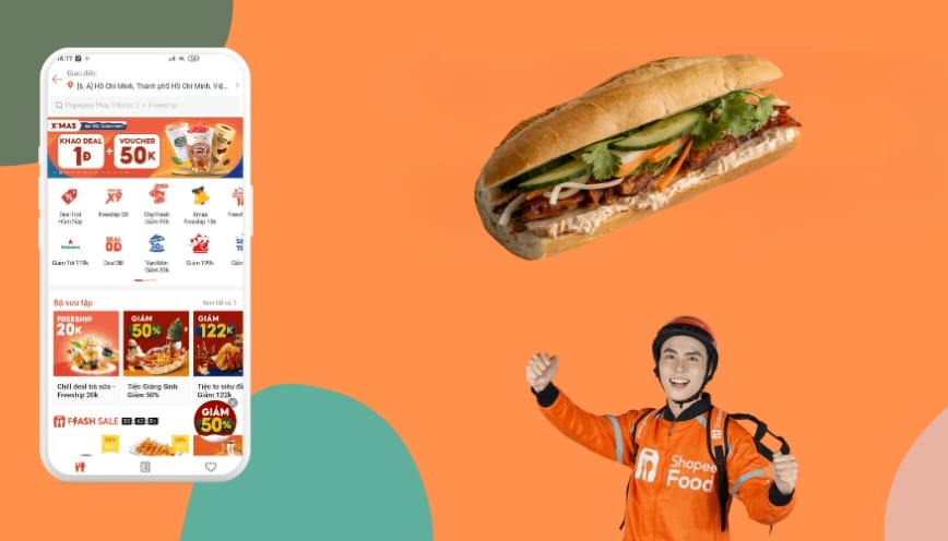 Đặt bánh mì Bảy Hổ online qua ứng dụng giao đồ ăn.